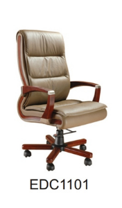 Eleganc Director Chair, yellowish brown finish with cushioned support and leatherette tapestry